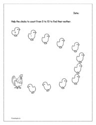 Help the chicks to count from 0 to 10 to find their mother