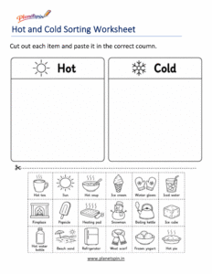 Hot and cold sorting worksheet