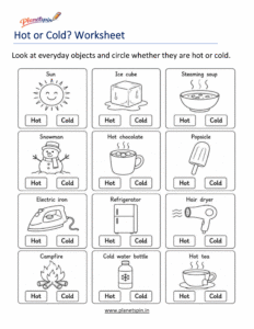 Hot or cold science activity for grade 1