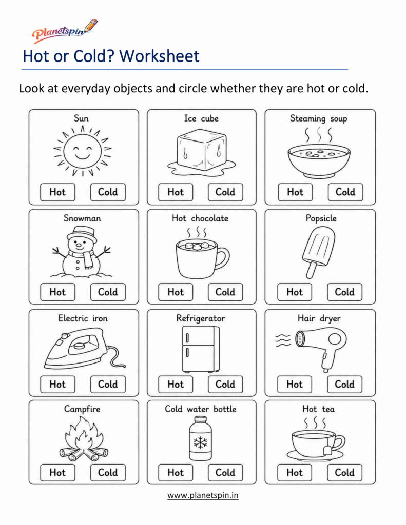 Heat worksheets for grade 1