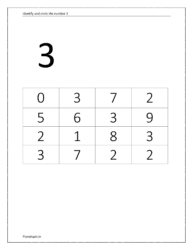 Identify and circle the number 3