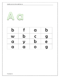 Identify and circle the small letter a