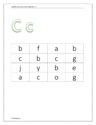 Identify and circle the small letter c