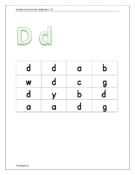 Identify and circle the small letter d