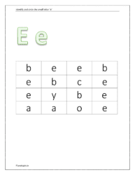 Identify and circle the small letter e