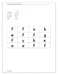 Identify and circle the small letter f