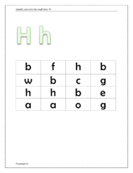Identify and circle the small letter h