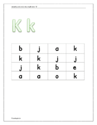 Identify and circle the small letter k