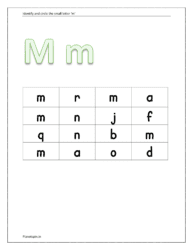 Identify and circle the small letter m