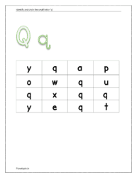 Identify and circle the small letter q