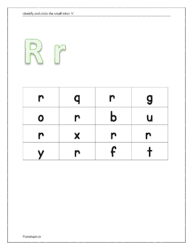 Identify and circle the small letter r