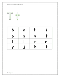 Identify and circle the small letter t