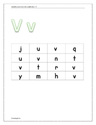 Identify and circle the small letter v