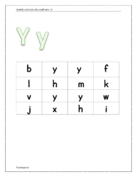 Identify and circle the small letter y