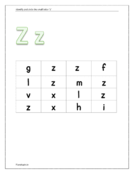 Identify and circle the small letter z