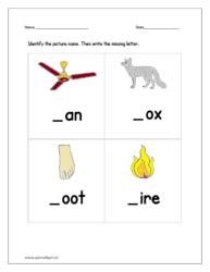 Fill in the blanks alphabet worksheet for letter f