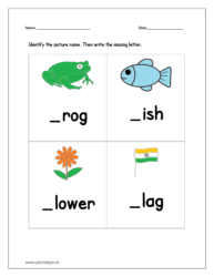 Fill in the blanks alphabet worksheet for letter f