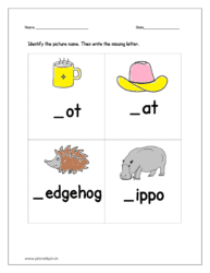 Identify the picture name and then write the missing letter h: sheet 1