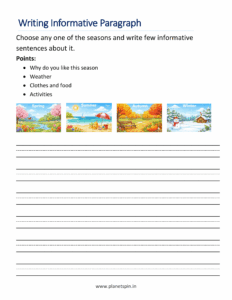 Season informative writing worksheet