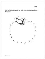 Connect alphabet dots worksheets: apple