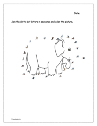Join the dots in sequence to draw elephant and color the picture