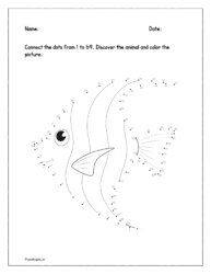 Join the dot to dots from 1 to 69. Discover the animal and color it.