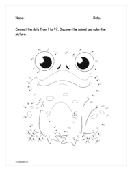 Join the dot to dots from 1 to 97. Discover the animal and color it in the worksheets.