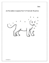 Join the numbers dot to dot in sequence from 1 to 15 and color the picture in the worksheet