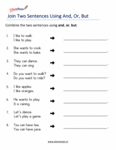 Combine two short sentences using a conjunction 
