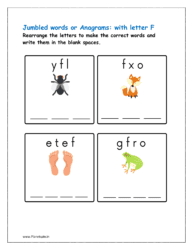 F: Rearrange the letters to make the correct words with initial letter F
