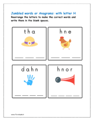 H: Rearrange the letters to make the correct words with initial letter H