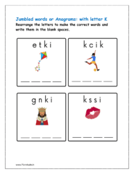 K: Rearrange the letters to make the correct words with initial letter K