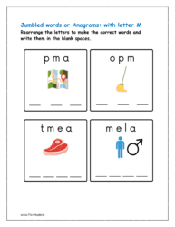 M: Rearrange the letters to make the correct words with initial letter M