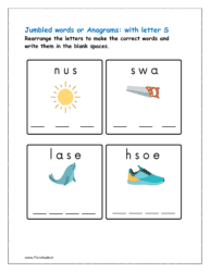 S: Rearrange the letters to make the correct words with initial letter S