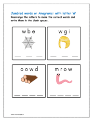 W: Rearrange the letters to make the correct words with initial letter W (solving anagram)