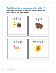 Y: Rearrange the letters to make the correct words with initial letter Y 