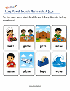 long A sound flashcards for kindergarten