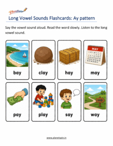 long A phonics flashcards with pictures