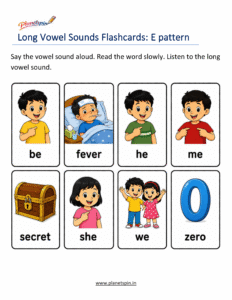long vowel E flashcards with pictures