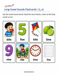 long I sound flashcards for kindergarten