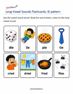 printable long I vowel words flashcards