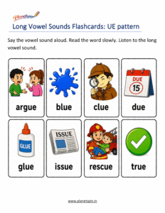 printable long U vowel flashcards