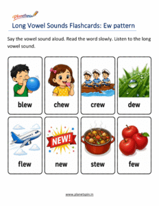 long U sound picture flashcards printable