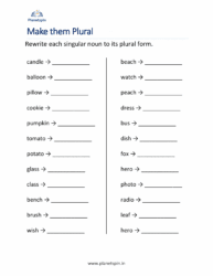 Making nouns plural worksheet