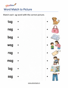 Match -AG Words to Pictures Activity