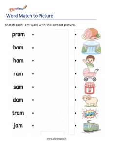 Match -AM Words to Pictures Activity