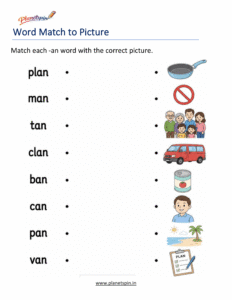 Match -AN Words to Pictures Activity