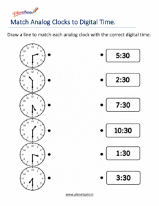 Match Analog Clocks with the Correct Half-Hour Times