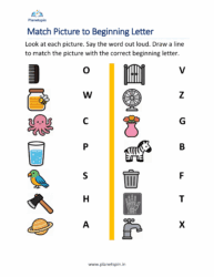 Beginning letter sound picture match worksheet