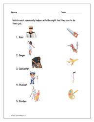 Match each community helper with their right tool they use to do their job: Sheet 3
